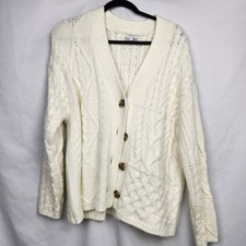 Dex Womens Sweater Knit Pullover VNeck Sweater with Buttons Long Sleeve White XL