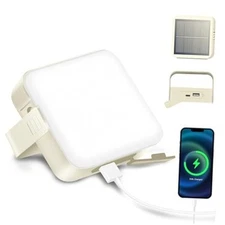 Solar Camping Lantern Rechargeable -1000LM 8000mAh Portable Tent Beige-1 Pack