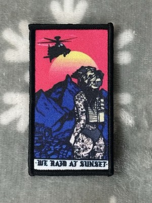 WE RAID AT SUNSET 2x4 Embroidered Morale Patch Hook Backing Brand New