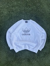 adidas Men's Vintage Navy and White Crewneck Sweatshirt Size XL