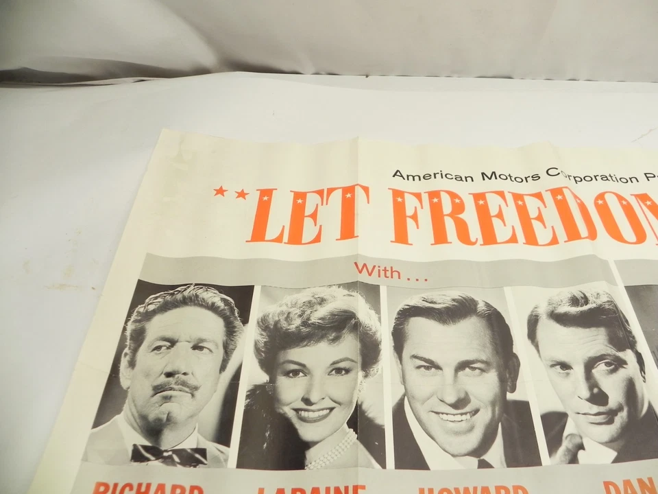 PÓSTER DE CONCESIONARIO RAMBLER VINTAGE AMC PRESENTA "LET FREEDOM RING" 38" X 25" USADO Foto 3 de 4