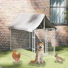 Dog Kennel Silver Galvanized steel, Polyethylene
