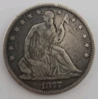 1877 Seated Liberty Silver Half Dollar 50C - Philadelphia Mint
