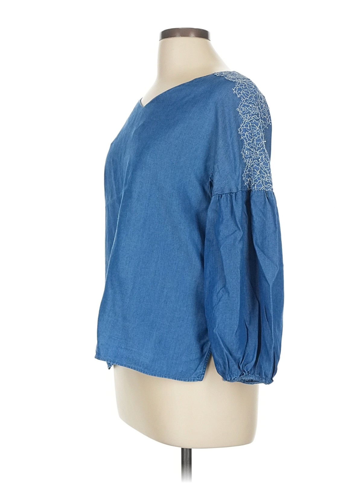 Massimo Dutti Women Blue 3/4 Sleeve Top 6 thumbnail 4