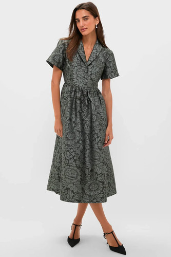 TUCKERNUCK Emerald Mirasol Jacquard Adelaide Dress Emerald Botanical Size S $298
