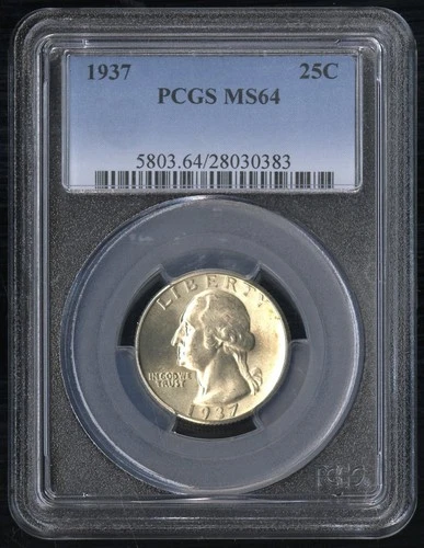 US Coin 1937  Washington Silver Quarter PCGS MS64 25C NO RESERVE!