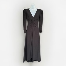 Mango Ruched Midi Asymmetrical Dress Size 4 Black Long Sleeve Whimsigoth Chic