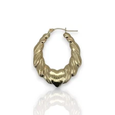 Hoop Heart Earrings - 10K Yellow Gold