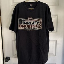 Harley Davidson Bossier City,LA- Flag Logo T-Shirt Mens 2XL Black USA made