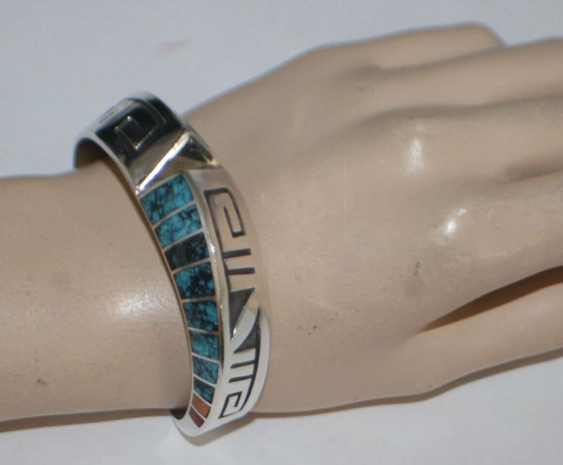 Important Lonn Parker Turquoise Sterling Silve Rcoral Bracelet Important Lonn Parker Turquoise Sterling Silve Rcoral Bracelet