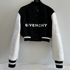 Nwt Givenchy Cropped White Leather And Wool Bomber Jacket Fr40