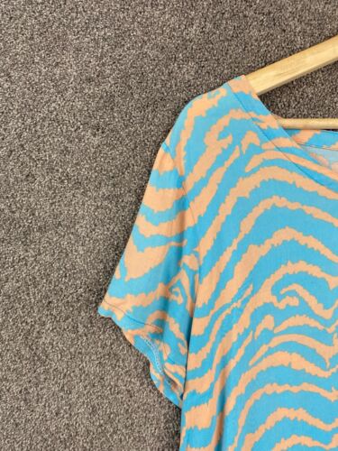 Boho Australia size L tunic top womens blue short sleeve | high low casual beach - Picture 6 of 19