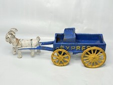 Vintage Cast Iron Express Wagon Cart Pulled By Goat Toy