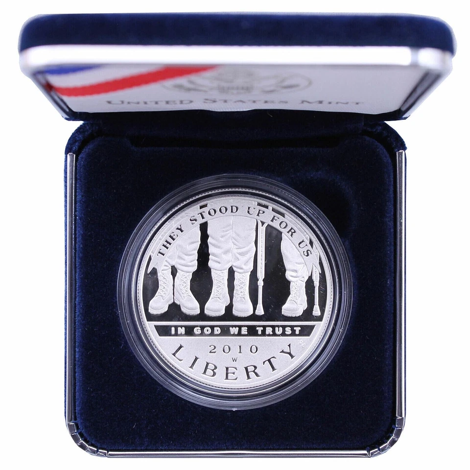 2010-W AMERICAN VETERANS DISABLED PROOF SILVER DOLLAR - BOX AND COA INCLUDED - Image 2 of 4