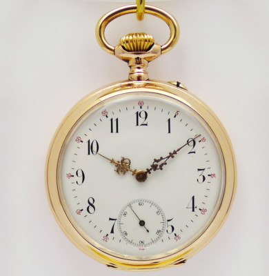 frühe IWC-Lepine Taschenuhr in 14ct Rotgold Alter: 1890 1895  Pallweber sig
