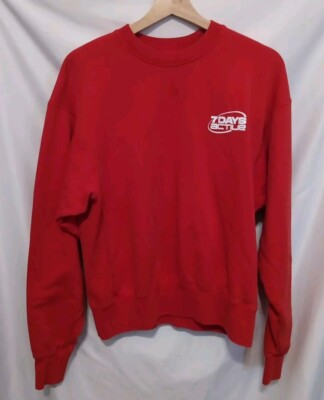7 Days Active Summer Drop Monday Crewneck Women XS Oversized Red Pullover