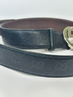 Authentic Gucci Belt Guccissima Monogram Black Interlocking G