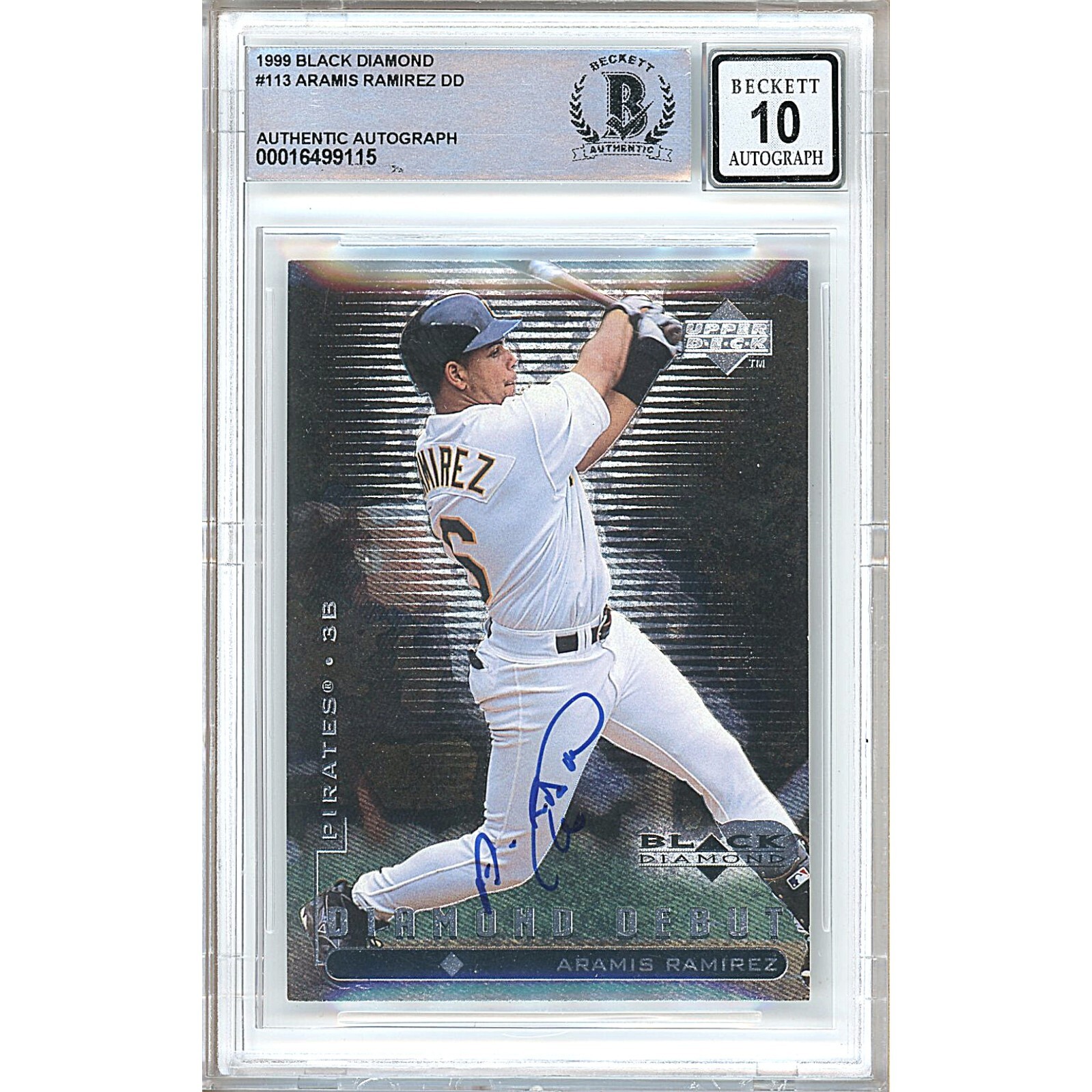 Aramis Ramirez Pirates Signed 1999 Upper Deck Black Diamond BAS BGS Auto 10 Slab