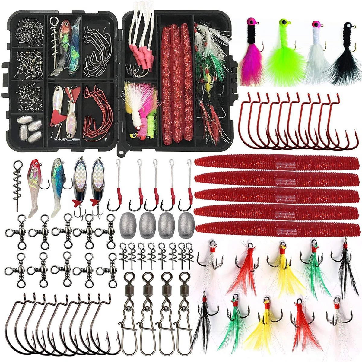 Fishing Tackle Kit 100Pcs Accessories Lures/Sinker/Weights/Beads