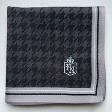 HANDKERCHIEF MEN'S COTTON VINTAGE ART BLACK HOUNDSTOOTH POCKET SQUARE 19" B0468