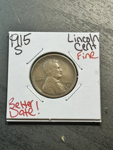 1915 S Lincoln Wheat Cent Penny FN Fine Better Date Coin (Raw11159)