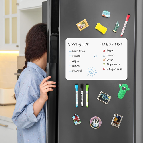 1 Pack Magnetic Dry Erase Board Sheet for Fridge, 12"x8" Erasable Refrigerator W - Picture 6 of 9