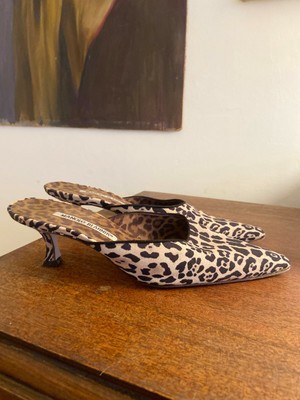 leopard kitten heel mule