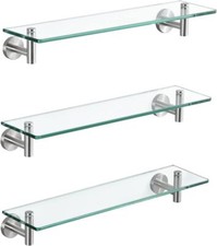 KES Glass Shelf for Bathroom 20.08D x 5.71W x 3.19H in, Brushed Finish