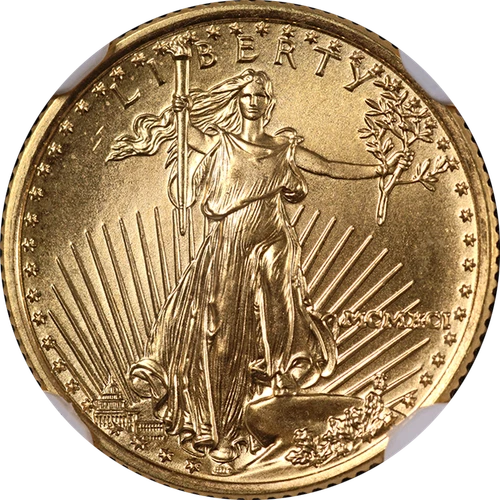 1991 Gold American Eagle $5 NGC MS69 Brown Label - STOCK