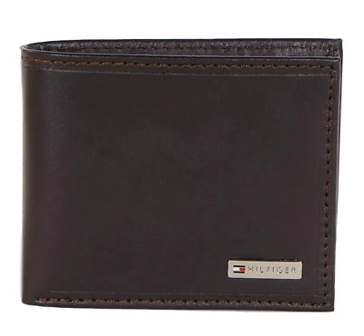 Neu Tommy Hilfiger Herren Leder Fordham Bifold Geldbörse Mit Münzfach BROWN - Bild 1 von 3