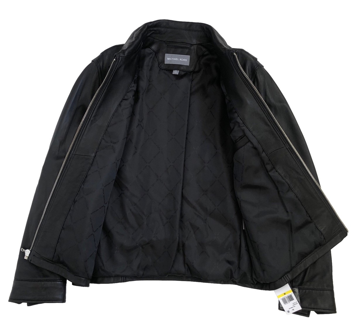 Michael Kors Man Genuine Leather Moto Jacket M Black insulated