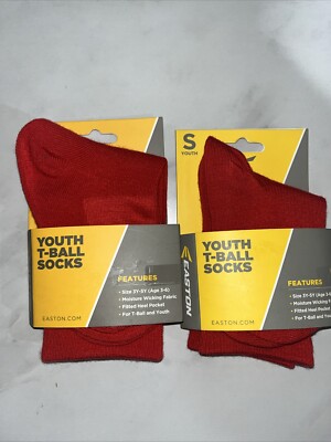 Easton Baseball/Softball Socks, Red, Youth Small Ages 3-6 Lot Of 2