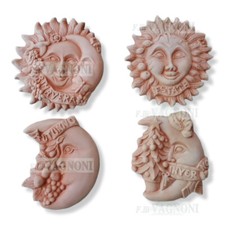 4 Stagioni Sole e Luna cm 23 in Terracotta da parete appendere artigianale italy