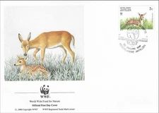 White-Tailed Deer With Baby Bambi Odocoileus Virginianus Netherlands FDC 1992
