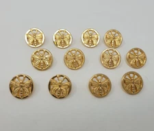 12 pcs Butterfly Open Frame Gold Molded Plastic Craft Sewing Shank Buttons VTG