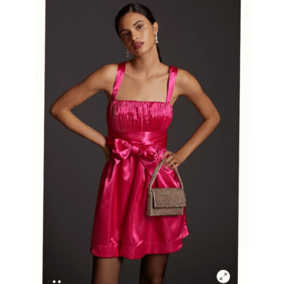 Anthropologie Maeve Bow-Tie Satin Mini Dress Size 6. B-6 | eBay