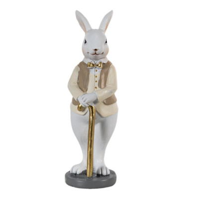 Clayre Eef Osterhase Osterdeko Hasenmann mit Stock Ostern 15 x 5 x 5 cm