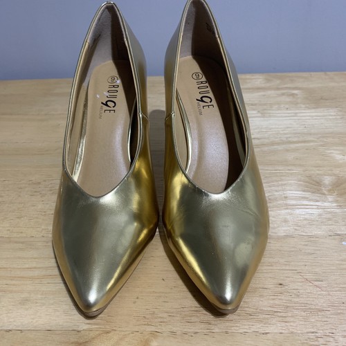 Rouge Helium Women’s Gold Pointe Toe Pumps Shoes Size 9 - Picture 3 of 7