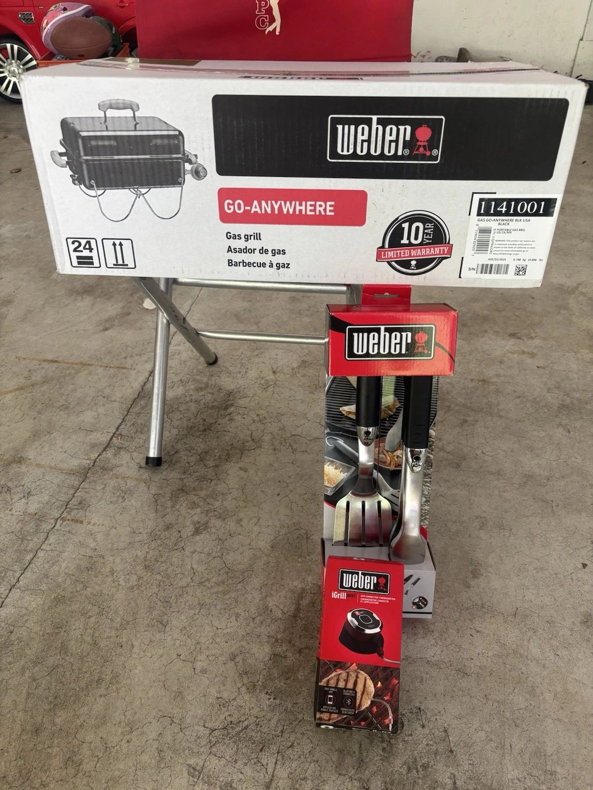 Weber Go Anywhere Portable Grill With Tool Set And IGrill Mini Thermometer