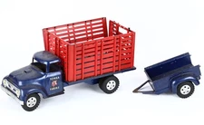 1950's Tonka Farms Truck with Stock Rack and Trailer