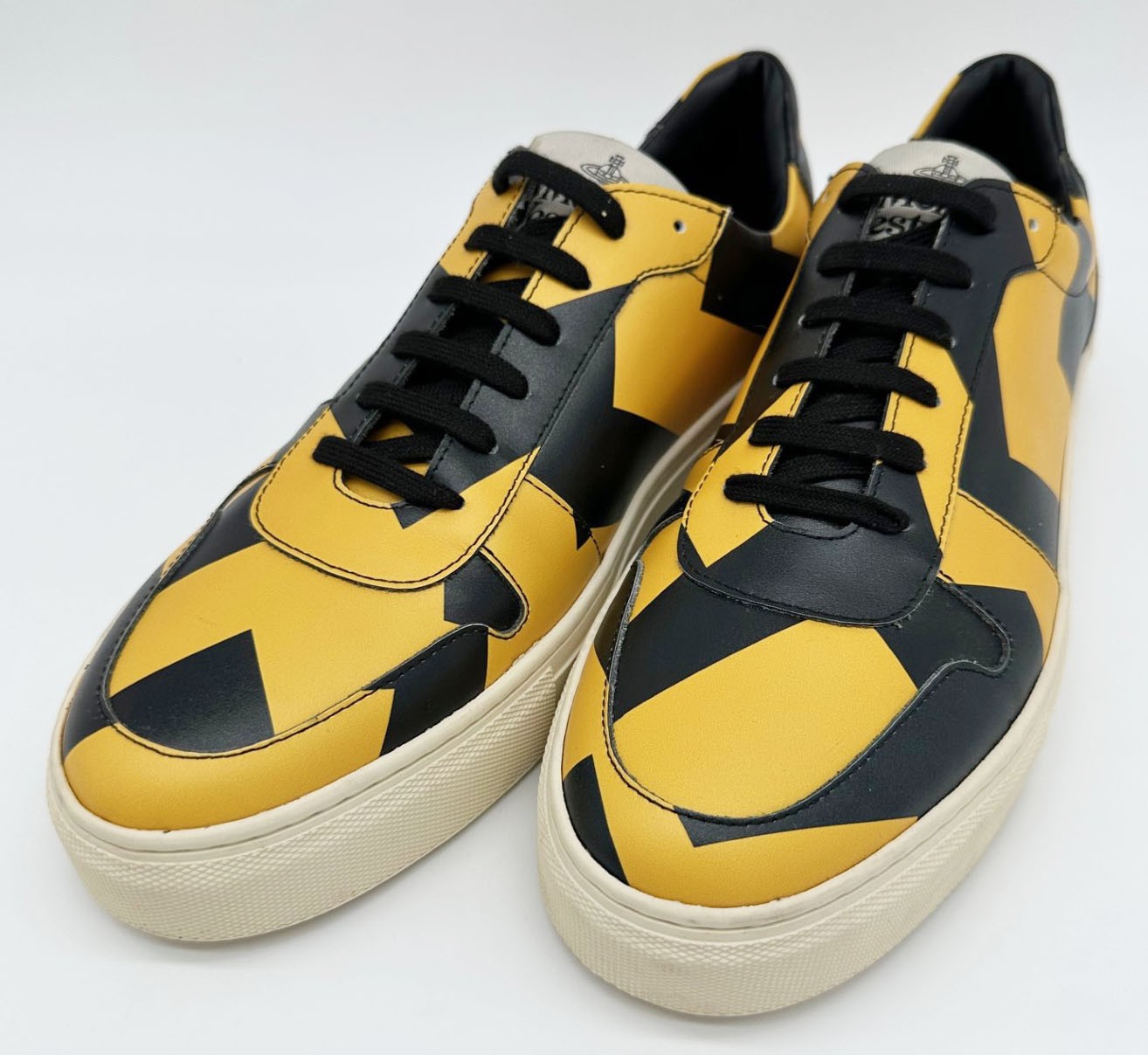 VIVIENNE WESTWOOD BLACK & YELLOW LEATHER TRAINERS SHOES BNWB RARE UK10 EU44 US11 image 3