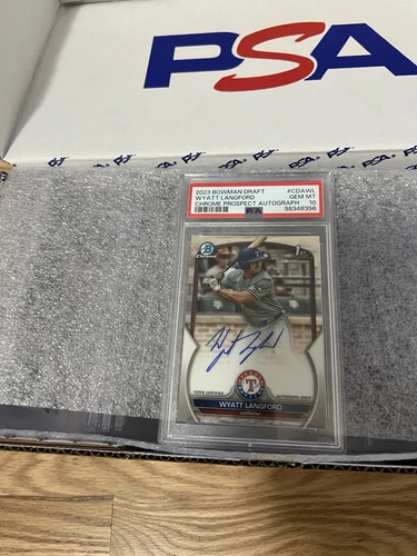 2023 Bowman Draft Wyatt Langford Chrome Auto 1st #CDA-WL Rangers PSA 10