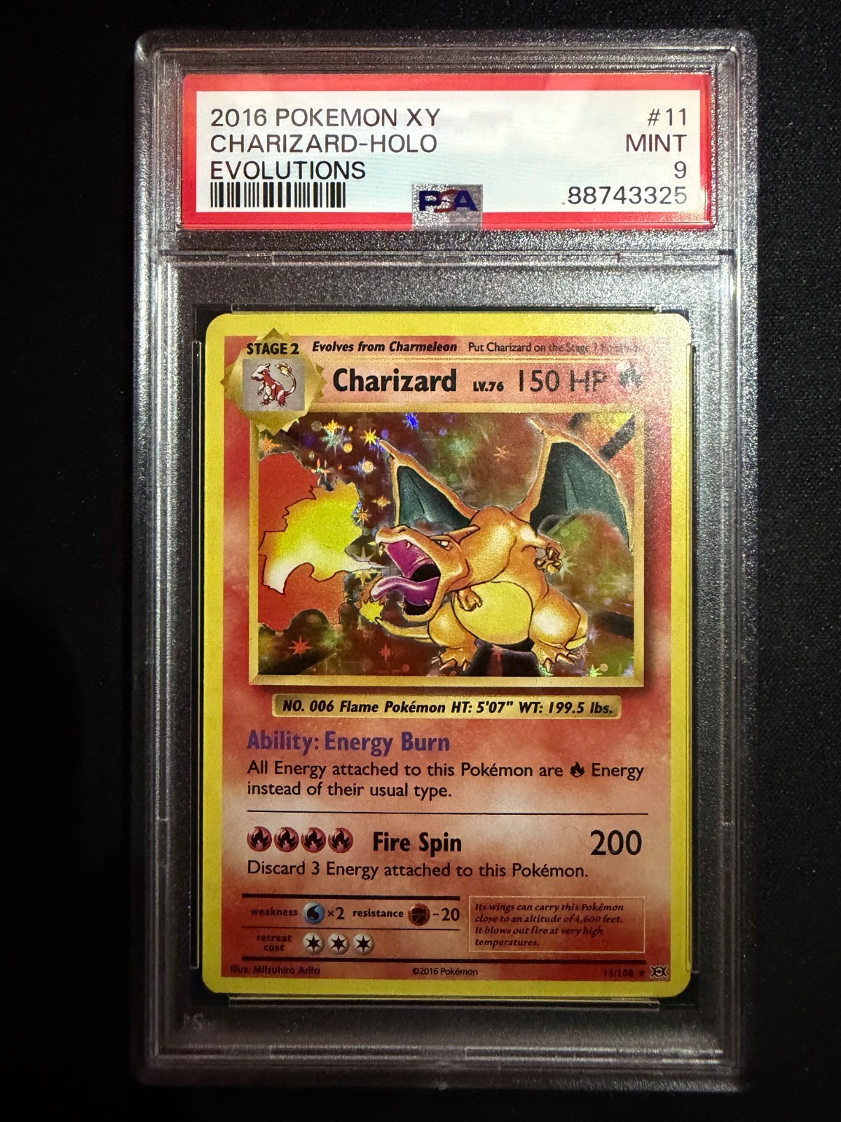 PSA 9 Charizard Holo Rare XY Evolutions  011/108
