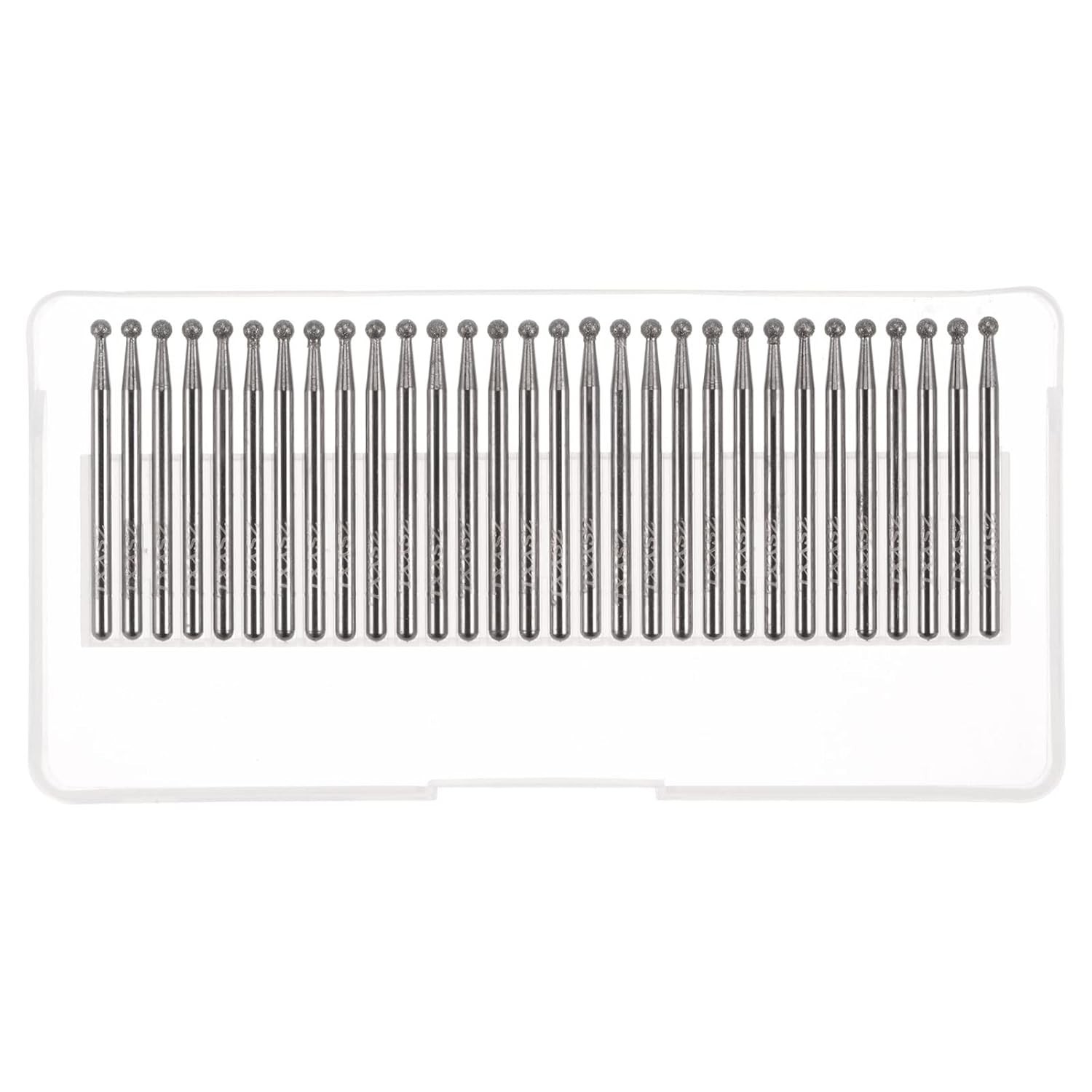30pcs Diamond Grinding Burrs Carving Bits 3mm Ball Shape Head Mounted Point 1/8