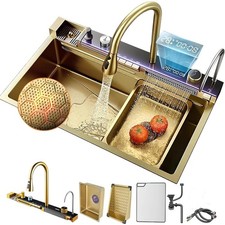 29.5"x18.1" Stainless Steel Single Bowl Kitchen Smart Sink with Pull-Out Faucet