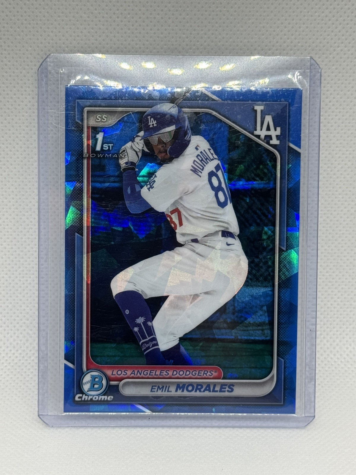 Emil Morales 2024 1st Bowman Chrome Sapphire Refractor LA Dodgers-SS BCP-221