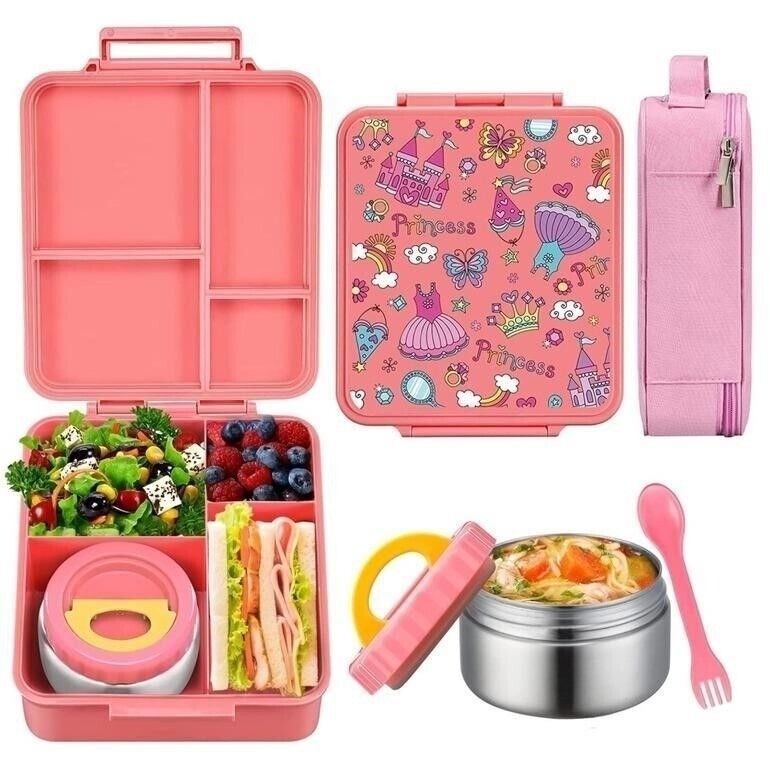 Bento Box Princess Themed Kids Insulated Leak-Proof Lunch Bag Set by Maison Huis