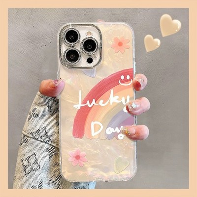 For Apple iPhone 17 Pro Max 16 15 14 13 12 11 Phone Cover Rainbow Flowers Shell