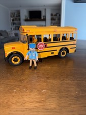 Playmobil School Bus with Working Lights, City Life, Driver Included EUC