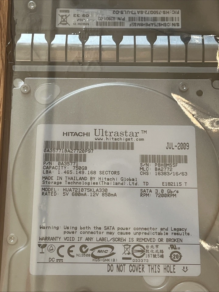 Xyratex Hitachi HS-750G72-SAT3-ULS-D2 750GB 7.2K Array Hard Drive for SAN XR3 - Image 3 of 3
